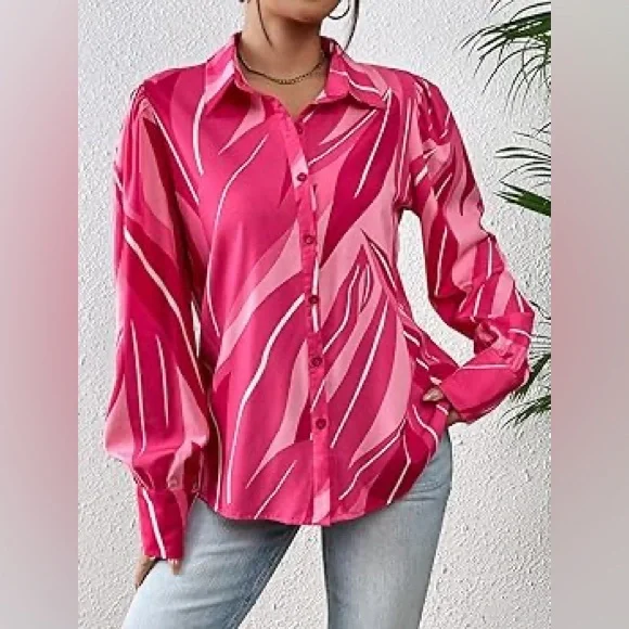 Pink Patterned Women's Top - Picture 4 of 8